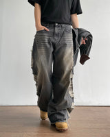 Destroyed Camouflage Denim Pants