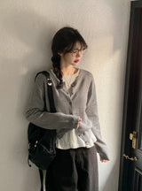 ドットラウンドフリルレイヤードロングスリーブTシャツ（3色）