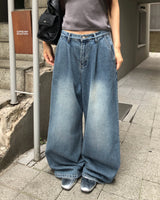 [ORIGINAL] メルティドピンタックデニムワイドパンツ