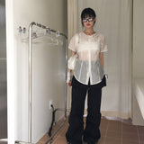 [2 sets!] Mollen see-through bustier bra top set short-sleeved shirt