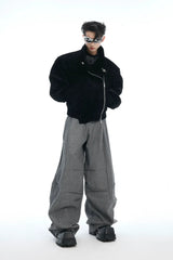 Double-Waist Layered Wide-Leg Trousers