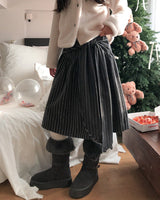 [wool 20%] ティールストライプタイミディスカート