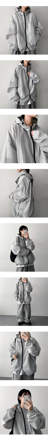 E-D two-way windbreaker hooded jumper