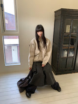 [unisex] カンバポケットカラーケーブルニットジップアップ