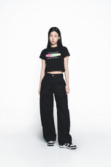 25SS サークルフレームロゴクロップショートスリーブTシャツ ブラック