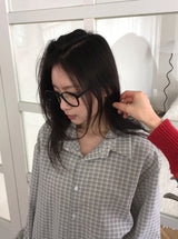 [unisex] シルミチェック長袖シャツ