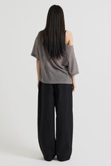 ニットワンショルダーTシャツ, Charcoal