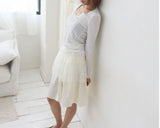 Crinkle Vintage Deep U-Neck Long Sleeve Top