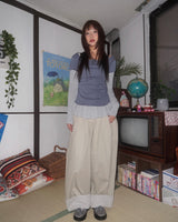 (3color) チェックロールアップワイドピンタックパンツ