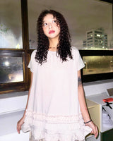(2color) Dot Frill Flare Short Sleeve Tee
