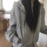 Heating Rivet Pocket Two Way Sweat Hoodie Zip-Up