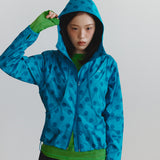2Way Dot Hooded Wind Breaker (Teal Green)