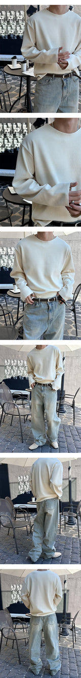 [Unisex] 薄手ゴルジラウンドカッティングニット(4color)