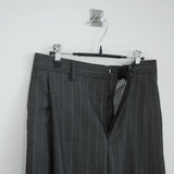 stripe curved wide slacks
