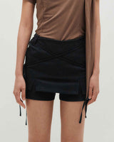 Ribbon Tied Mini Skirt Pants _ BLACK