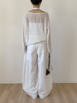 Damaged See-through Boat Neck Loose Fit Knit