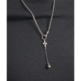 Silver Cross Ring Ball Necklace
