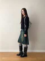 Raffel collar pocket ribbed cardigan