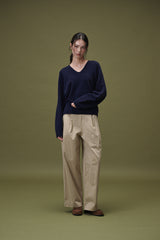 Wide two tuck pants (Beige)