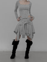Bodysuit Square Neck Long Sleeve T-Shirt