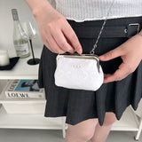 ピュアホワイトリボンフレームミニバッグ (handmade bag)