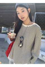 Lace Detail Stripe Long Sleeve Knitwear