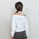 C STUDDED OFF-SHOULDER 2-WAY ZIP-UP_WHITE