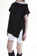 UNBALANCED LAYERED SLEEVELESS (BLACK)