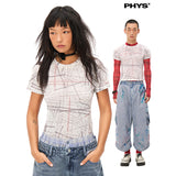 プリンテッドショートスリーブドスリムフィットTシャツ