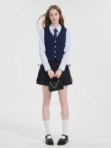 [PRE-FALL] Dana Vintage Button Tailored Vest Navy