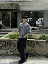 Cut line reverse denim pants