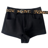 Leopard belt & brushed short pants SET (3 colors)