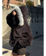 Trimming fur hood zip up(3color)