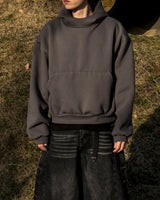 Urban crop high-neck fleece hoodie