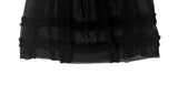 Lash See-Through Frill Mesh Banding Midi Skirt
