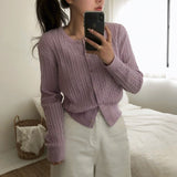 [BELLIDE MADE] 6color, memory cable round cardigan