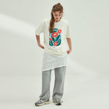 フラワードローイングオーバーサイズTシャツ_アイボリー
