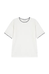 キルステッチセミマッスルフィットニットショートスリーブTシャツ