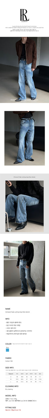 [Unisex] Fade cutting long flare denim pants