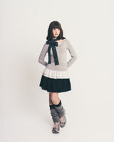 dot frill layered top / gray