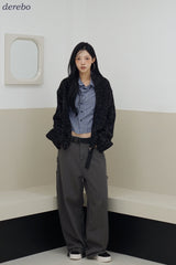 Multicolor high neck knitwear zip-up cardigan
