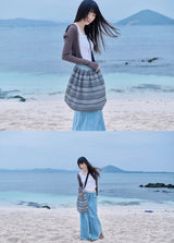 SLIT MAXI DENIM SKIRT (ICE BLUE)