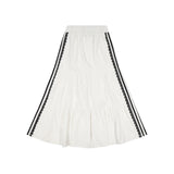 (DUC) Sideline Tiered Long Skirt White