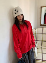 [unisex] Yansa Henley Neck Long Sleeve Tee