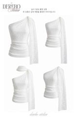White Jane Scarf Unbalanced Blouse