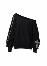[2ND] CROSS SHOULDER SWEATSHIRT(BLACK)