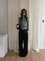 Stud belt wide trousers