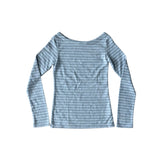 Stripe boat neck T