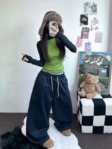 TRACK WIDE TAPING BALLOON LONG PANTS 💙🖤🤍3COLOR