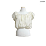 (2color) Shirring Pumpkin Crop Blouse